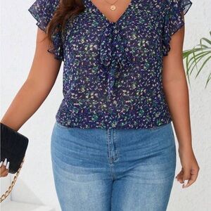Multicolor Floral V-Neck Blouse